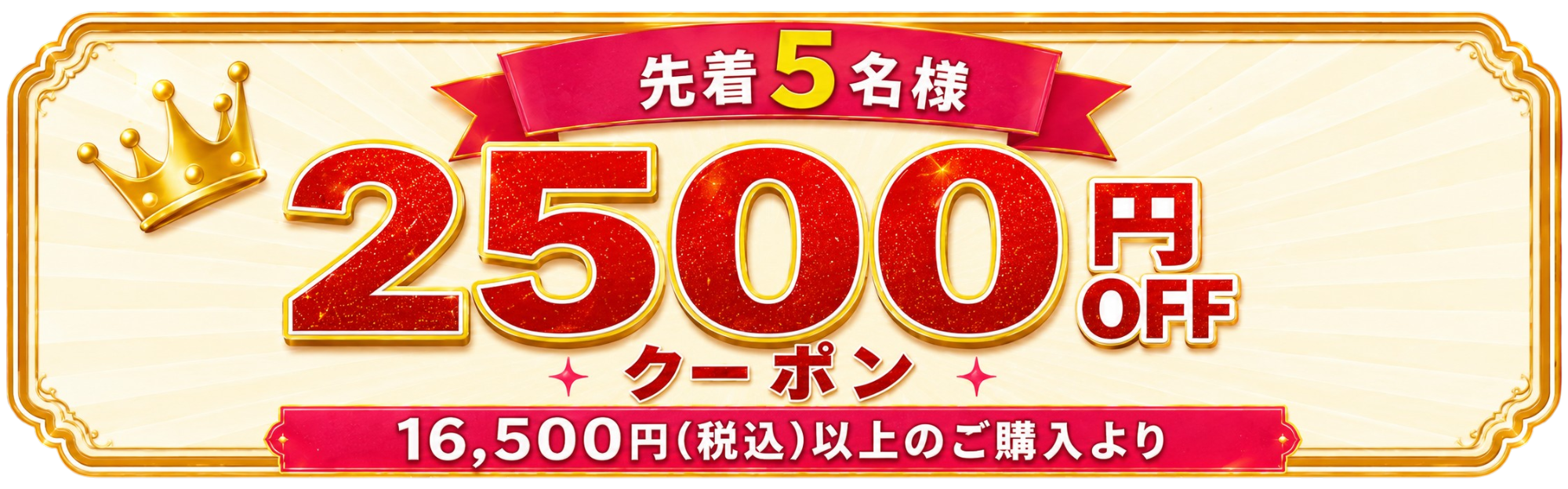 【2500円OFF】先着5名早いもの勝ちクーポン！