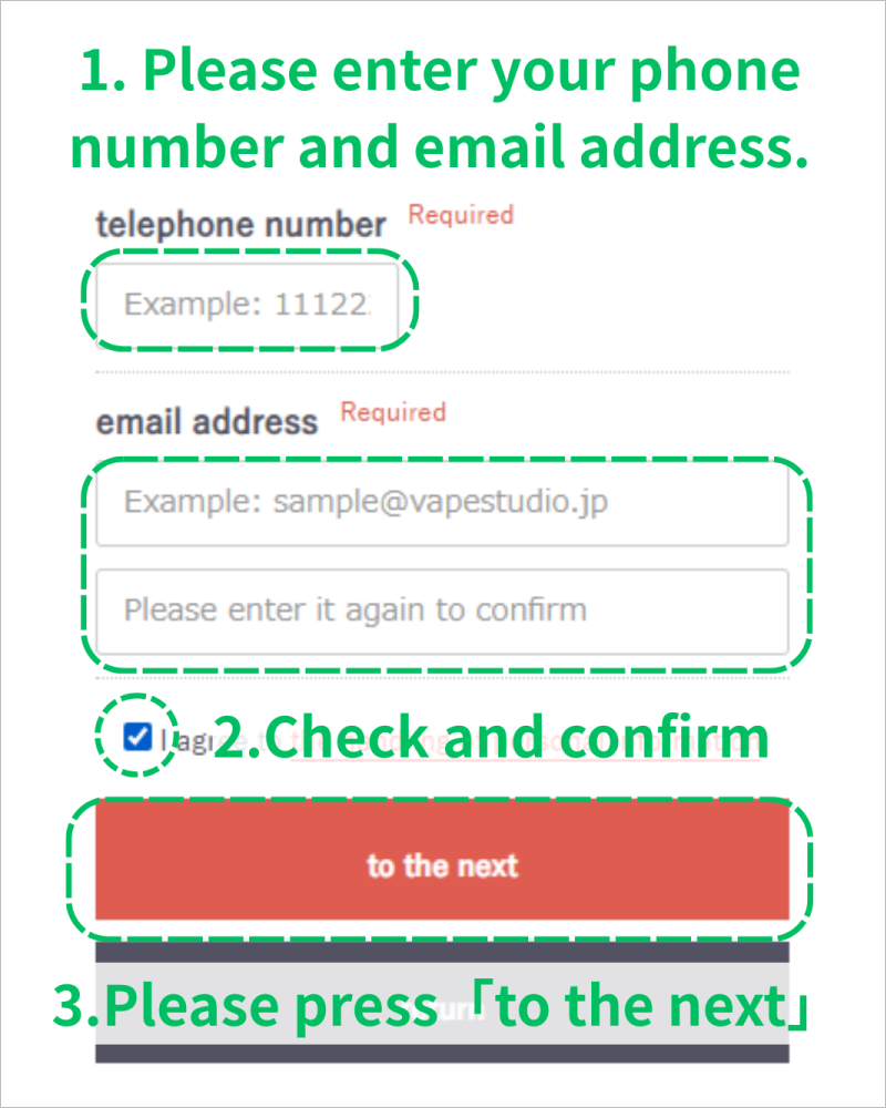 Enter your phone number and email address