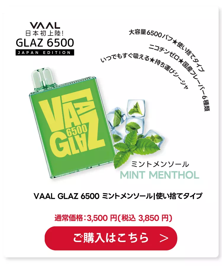VAAL GLAZ 6500(バール グラズ) 持ち運びシーシャ|使い捨てタイプ