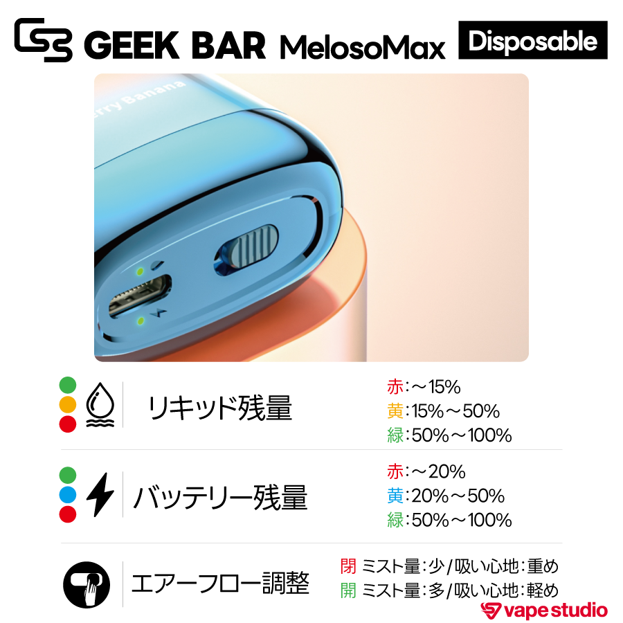 GEEK BAR (ギークバー) MelosoMax 使い捨てタイプ｜全6フレーバー