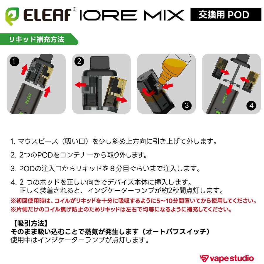 Eleaf IORE MIX 交換用ポッド1.0ohm｜2個入り